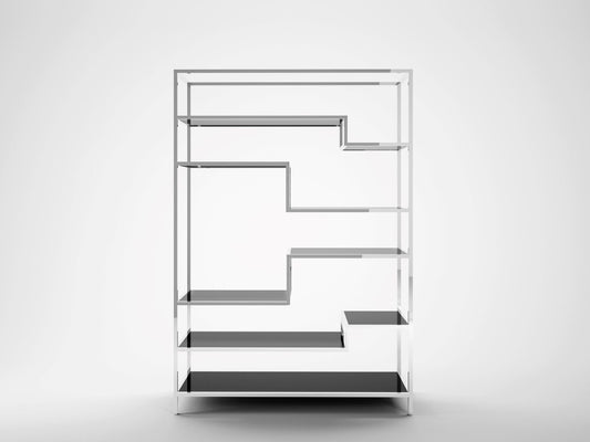 Design Regal-Pärchen aus Chrom & Glas