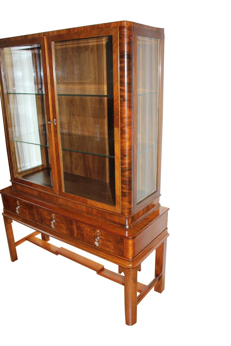Braune Art Deco Vitrine