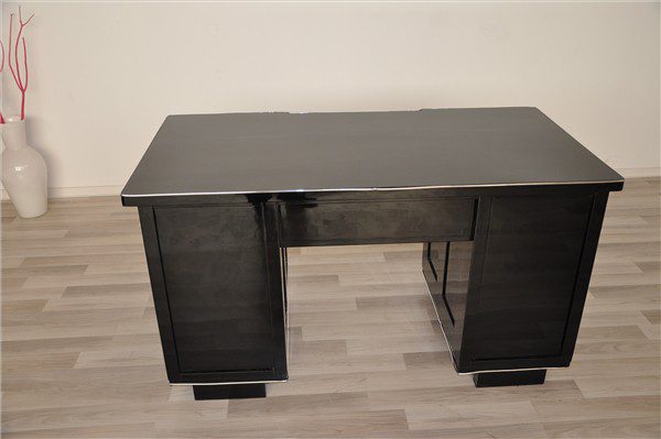 Art Deco Schreibtisch mit Lederapplikationen