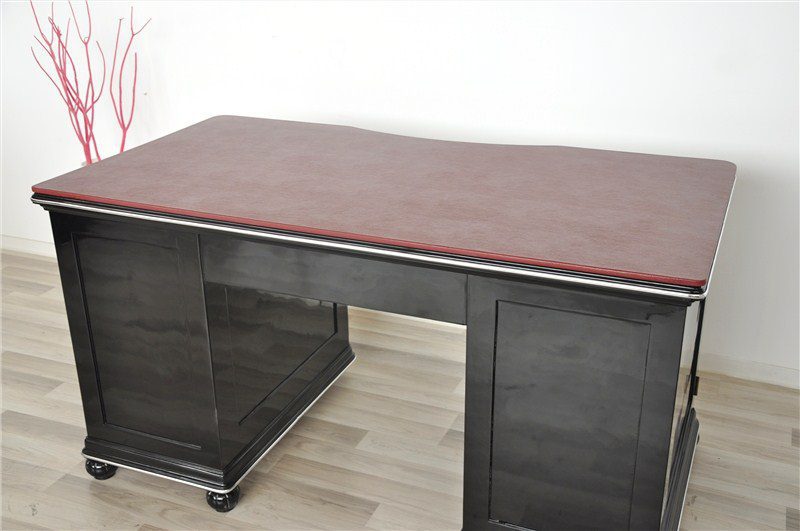 Art Deco Schreibtisch mit bordeauxroter Lederplatte