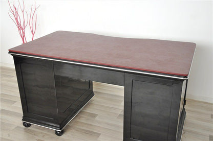 Art Deco Schreibtisch mit bordeauxroter Lederplatte