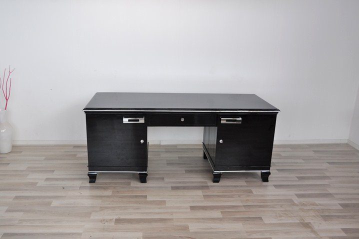 Hochglanz-Art-Deco-Schreibtisch mit Klavierlack