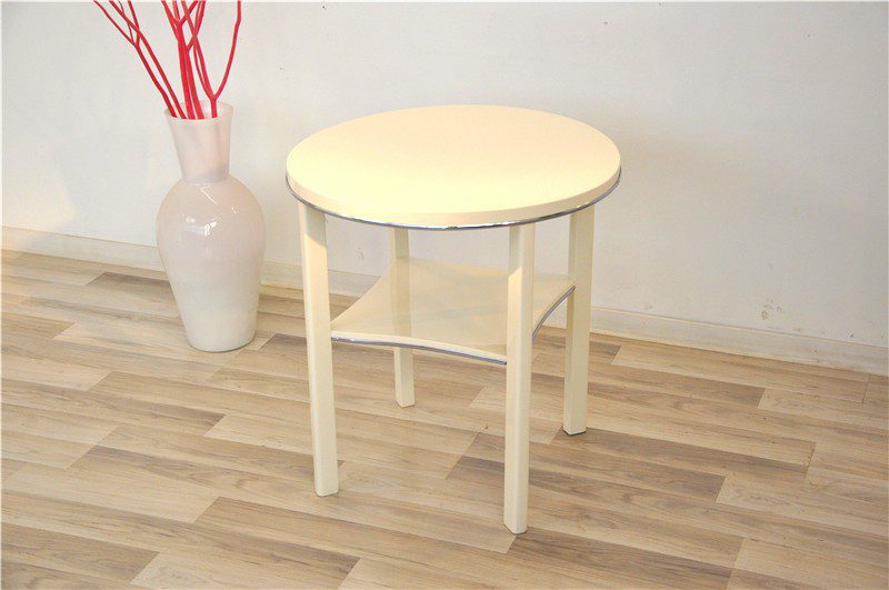 Art Deco Beistelltisch in creme weiß