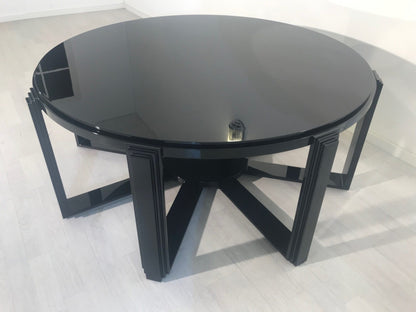 Art Deco inspirierter Couchtisch oder Beistelltisch in Hochglanz Schwarz