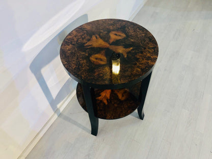 Art Deco Beistelltisch mit einzigartiger Nussbaumplatte