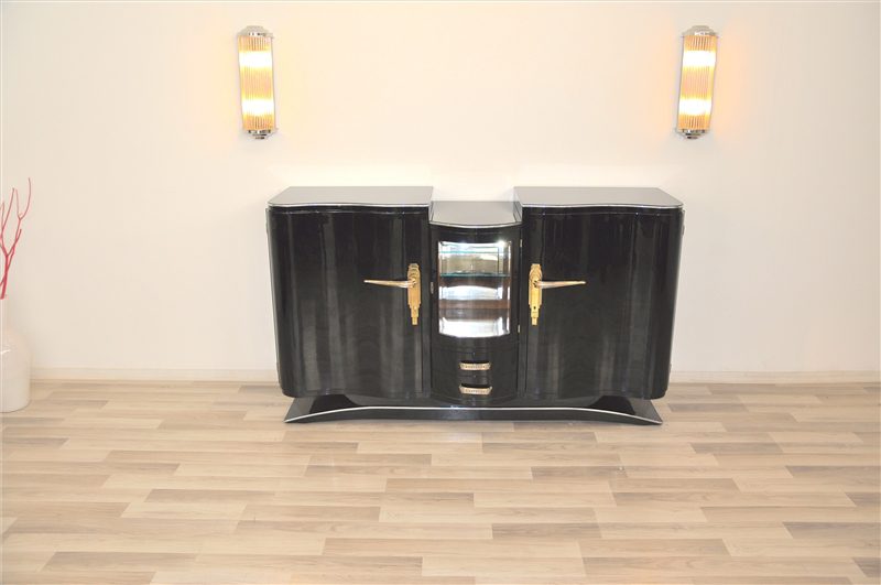 Art-Deco-Turm-Sideboard mit Messinggriffen