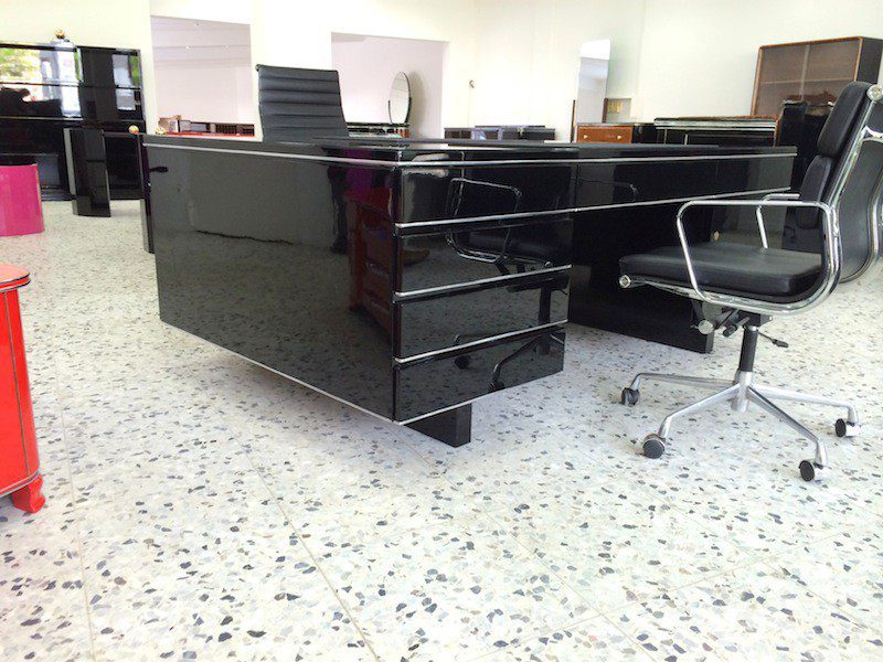 Bauhaus Design Partnerdesk XXL Hochglanz Schwarz