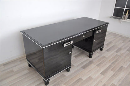 Hochglanz-Art-Deco-Schreibtisch mit Klavierlack