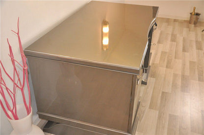 Belgischer Art Deco Schreibtisch in Metallicgrau