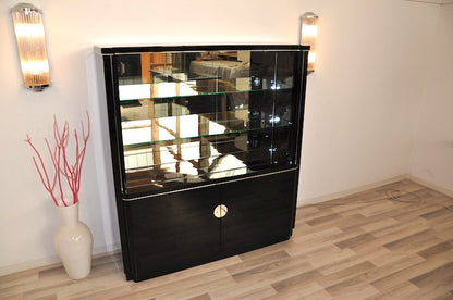 Art Deco Display Cabinet with a Groove and Lighting