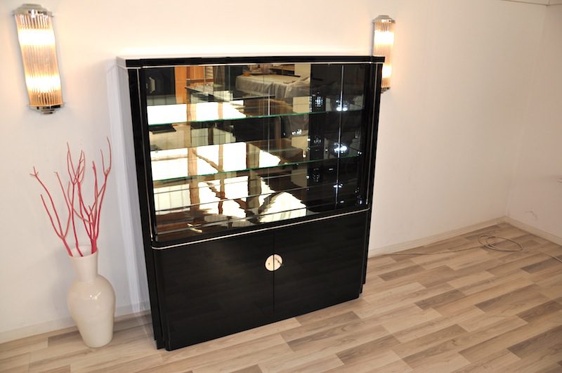 Art Deco Display Cabinet with a Groove and Lighting