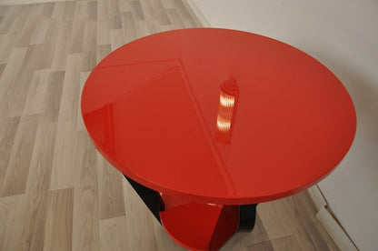 Art-Deco-Beistelltisch in Feuerrot