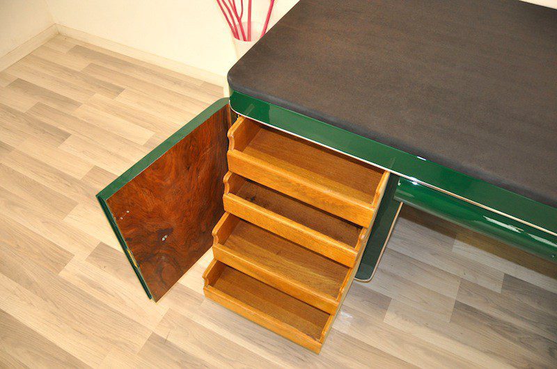 Racing Green Art Deco-Schreibtisch mit Seltenheitswert