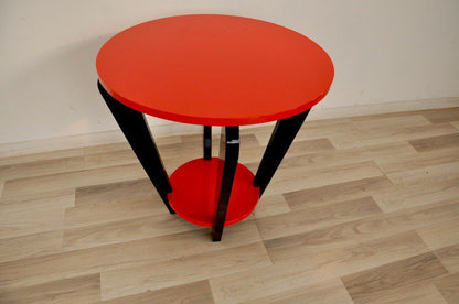 Einmailger Art Deco-Beistelltisch in Feuerrot
