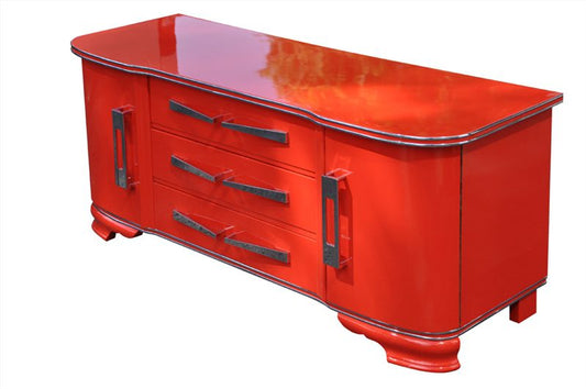 Bright Red Art Deco Chest of Drawers