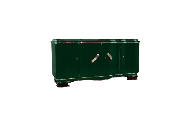 XXL Art Deco Sideboard from Belgium in Jaguar Racing Green