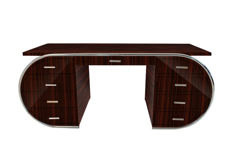 Art Deco Stil Schreibtisch aus Makassarholz