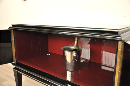 High Gloss Art Deco Commode with Red Interior