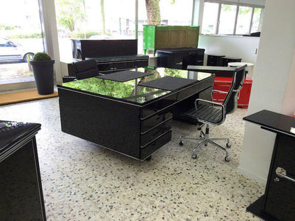 Bauhaus Design Partnerdesk XXL Hochglanz Schwarz