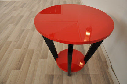 Einmailger Art Deco-Beistelltisch in Feuerrot