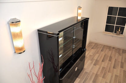 Art Deco Display Cabinet with a Groove and Lighting