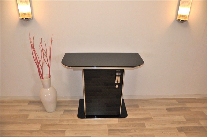 Schwarzer Art-Deco-Konsolenschrank Chromline