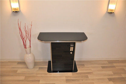 Schwarzer Art-Deco-Konsolenschrank Chromline
