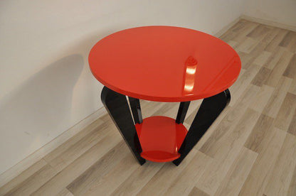 Einmailger Art Deco-Beistelltisch in Feuerrot
