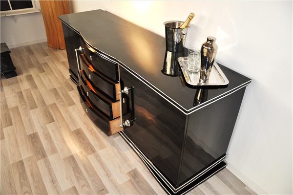 Schwarzes, extra großes Sideboard im Art-Deco-Stil