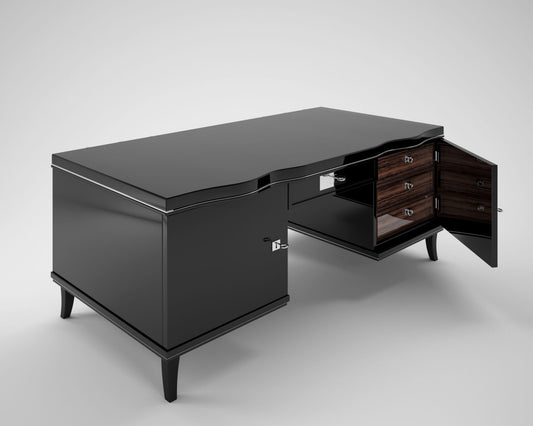 Art Deco Schreibtisch mit Makassar Schubladen