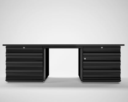 Schwarzer Art Deco Schreibtisch mit Roten Schubladen