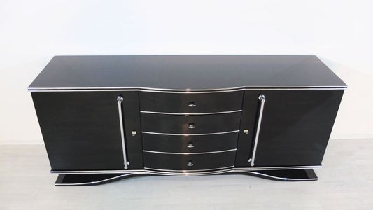Art Deco XXL-Sideboard mit großen Chromgriffen