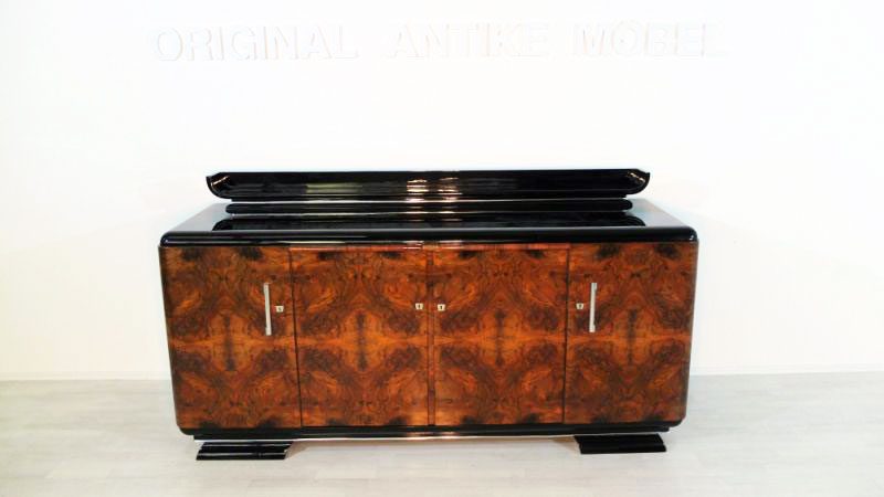 Art Deco Wurzelholz-Sideboard mit einzigartigem Furnier