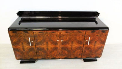 Art Deco Wurzelholz-Sideboard mit einzigartigem Furnier