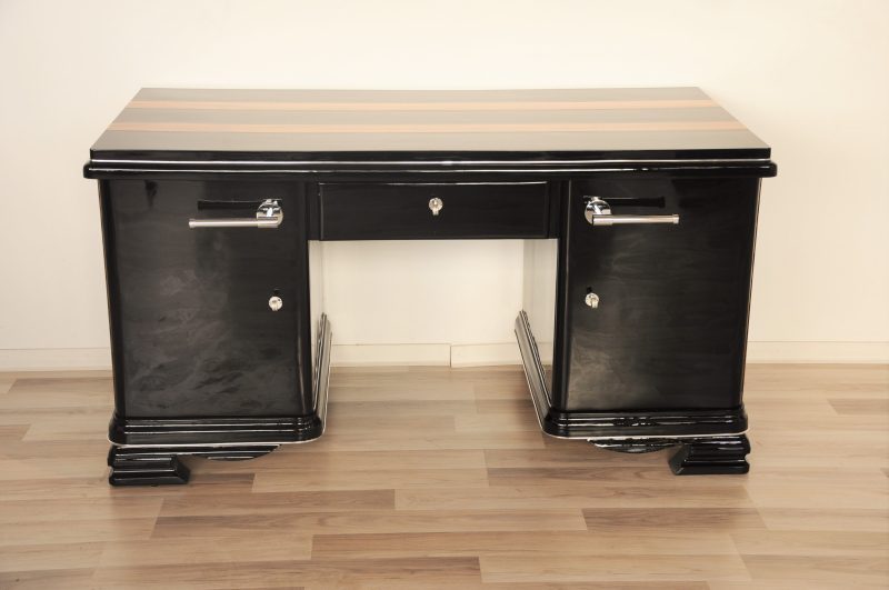 Art Deco Schreibtisch aus indischem Apfelbaum