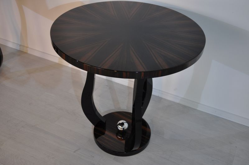 Pärchen Art Deco Stil Beistelltische mit Makassarholz