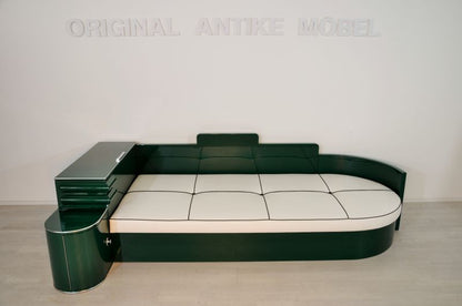 Hochglanz Art Deco Daybed aus Frankreich in Jaguar Racing Green