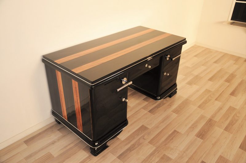 Art Deco Schreibtisch aus indischem Apfelbaum