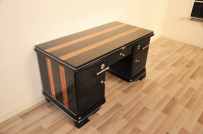 Art Deco Schreibtisch aus indischem Apfelbaum