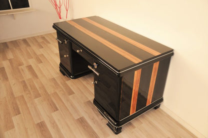 Art Deco Schreibtisch aus indischem Apfelbaum