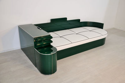 Hochglanz Art Deco Daybed aus Frankreich in Jaguar Racing Green