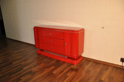 Rotes Art Deco Lowboard