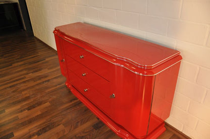 Rotes Art Deco Lowboard