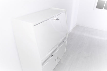 Sekretär Weiss Hochglanz 50er Jahre Chromdetails