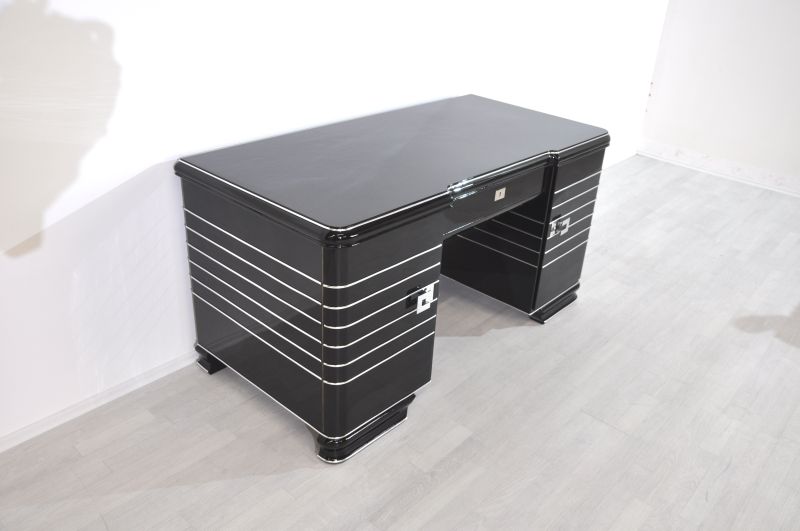 Chromeliner Art-Deco-Schreibtisch
