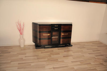 Ungewöhnliches Art-déco-Sideboard mit Vitrinenfach