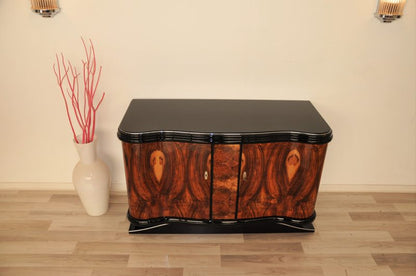 Vintage Art-Deco-Kommode mit Wurzelholzfurnier
