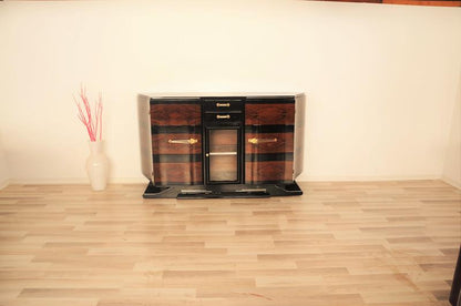 Ungewöhnliches Art-déco-Sideboard mit Vitrinenfach