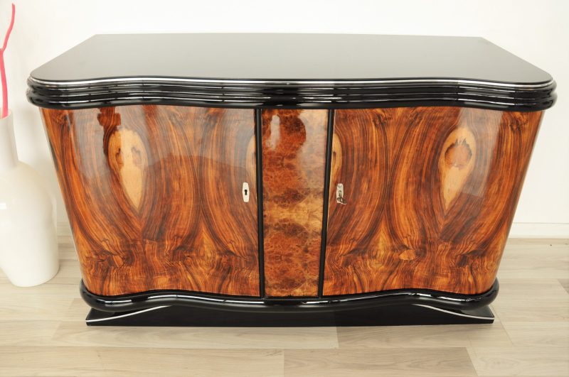 Vintage Art-Deco-Kommode mit Wurzelholzfurnier