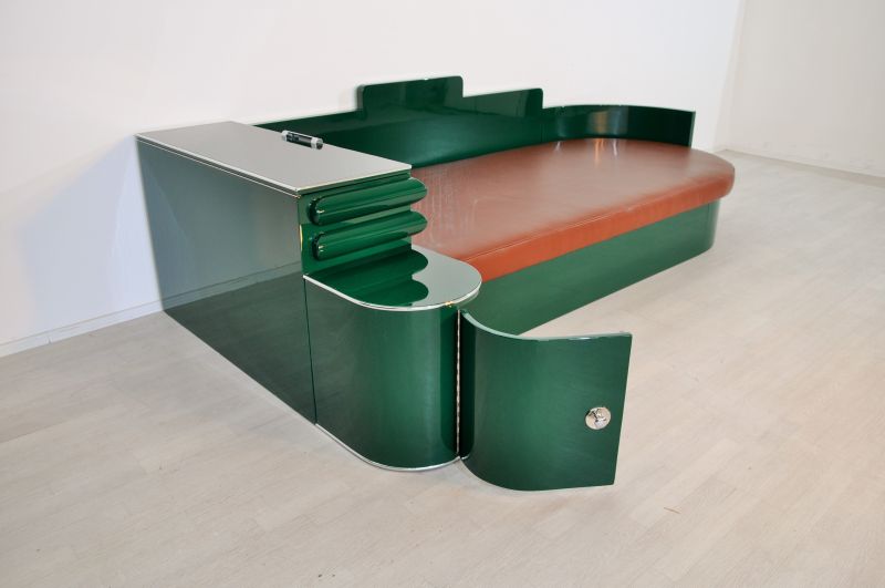 Hochglanz Art Deco Daybed aus Frankreich in Jaguar Racing Green